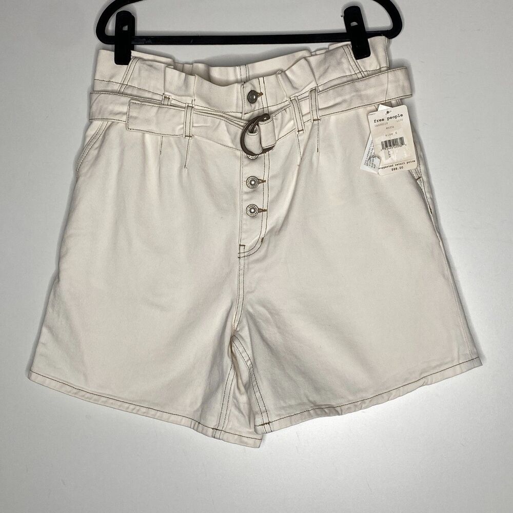 Free People High Waist Shorts in Cream - Picture 7 of 7